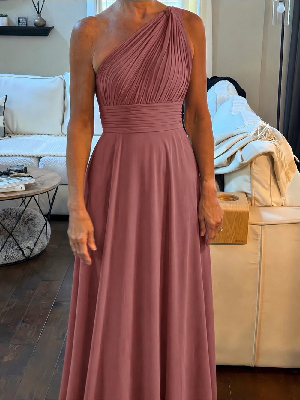 Azazie Dusty Rose Halter Evening Dress
